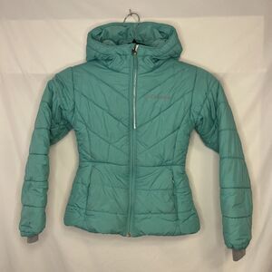 Columbia Girls Blue Puffer Jacket Size Kids XS **FLAWS** See Photos